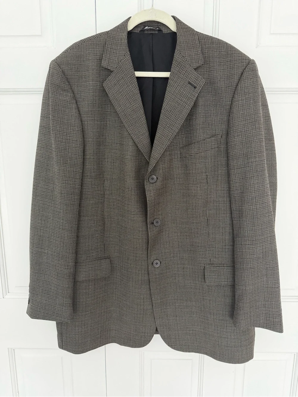 Zanettis Super 100s Wool Sport Coat Blazer Made in Italy Men 54T Brown Check 44L
